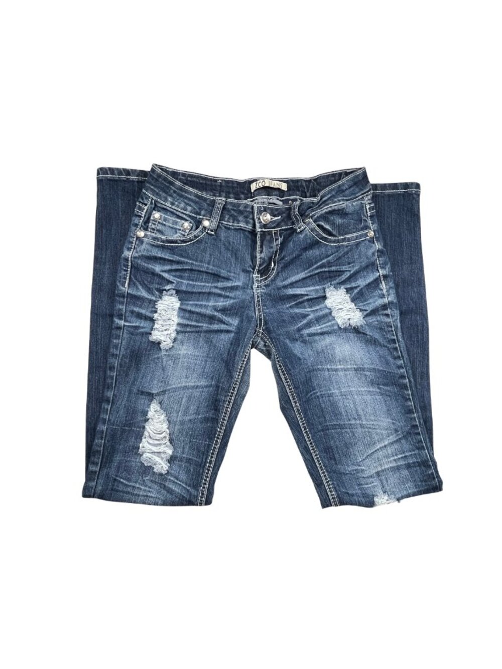 ZCO Jeans Distressed Embroidered Flap Pocket Skinny 9
